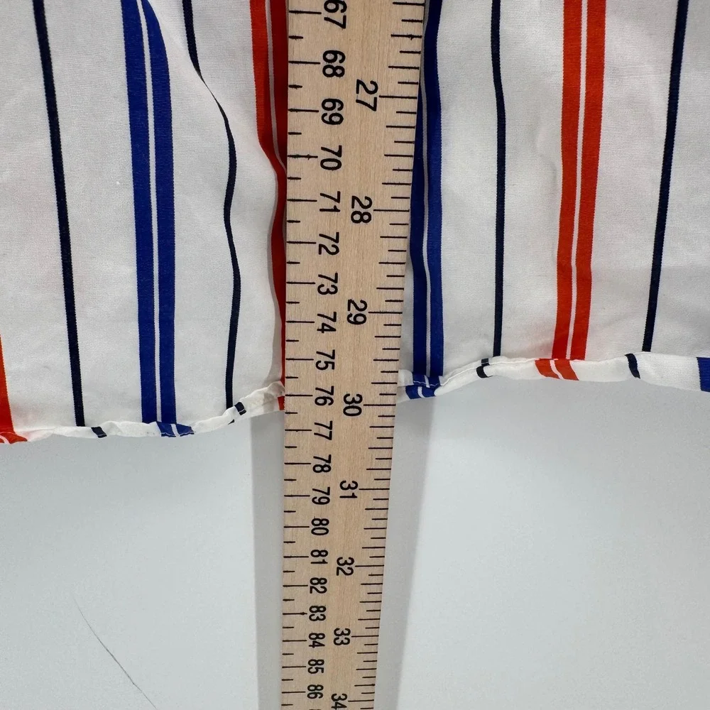 Ralph Lauren Mens Custom Fit Striped Button Down Shirt White Red Blue Large